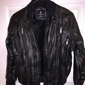 Black Zippered Faux Leather Jacket